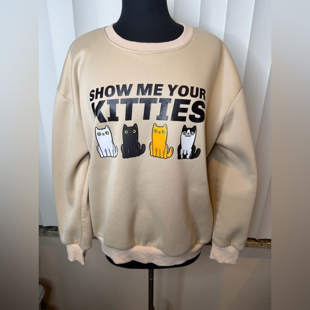 Show Me Your Kitties" unisex crewneck sweatshirt Size Large